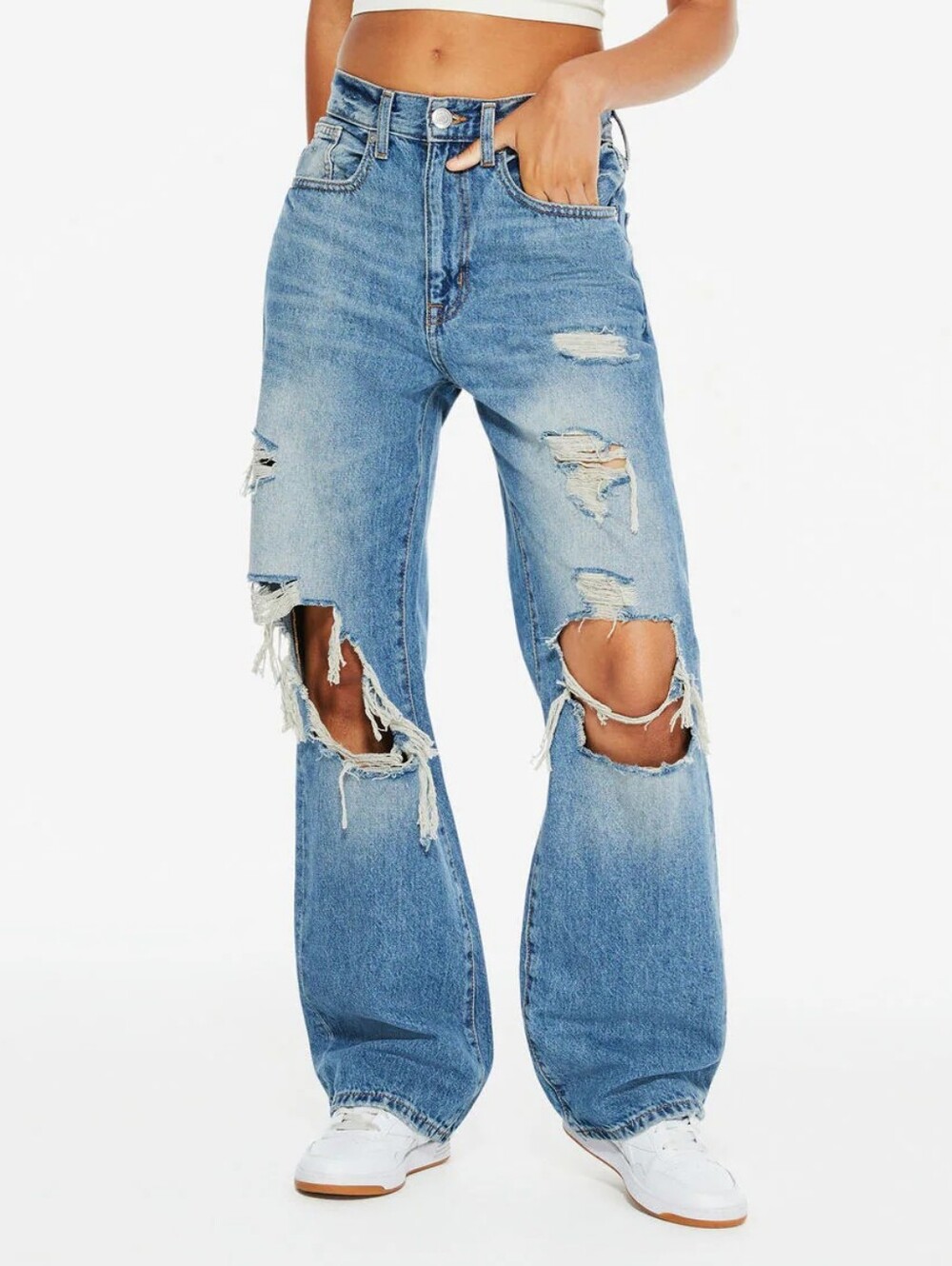 NWOT Aeropostale Low-Rise Baggy Skater Ripped Jeans 4 Regular